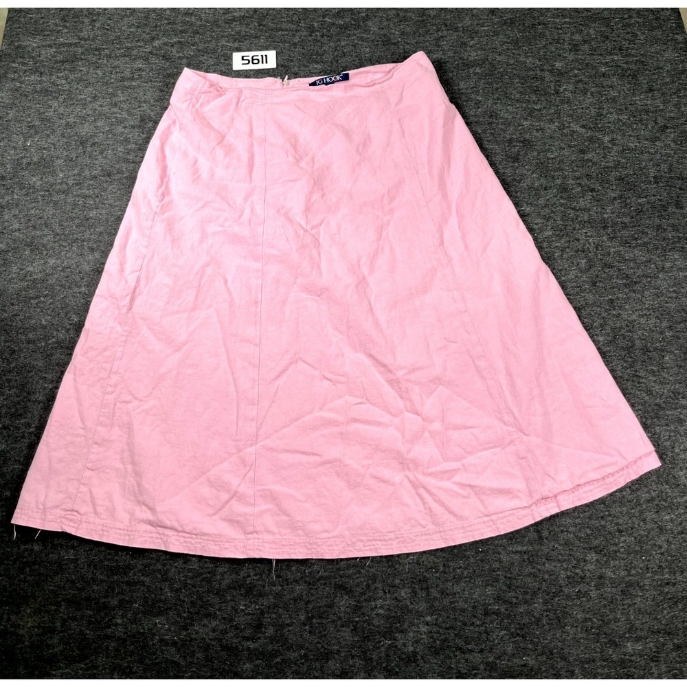 J.G. Hook A Line Skirt Womens 14 Pink Linen Lined Back Zip Outdoor Festival